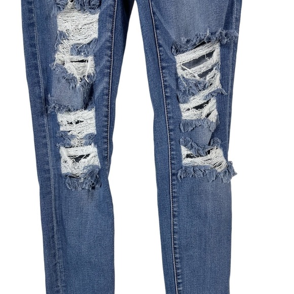 American Eagle Next Level Stretch Hi Rise Distressed Blue Denim Jegging 6 - Picture 5 of 12